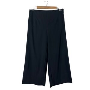 Loft Women's Pants Black‎ Wide Leg High Rise Cropped Side Zip Trouser Size 6